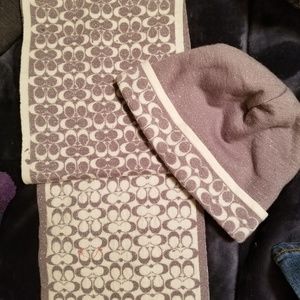 Coach beanie and scarf set